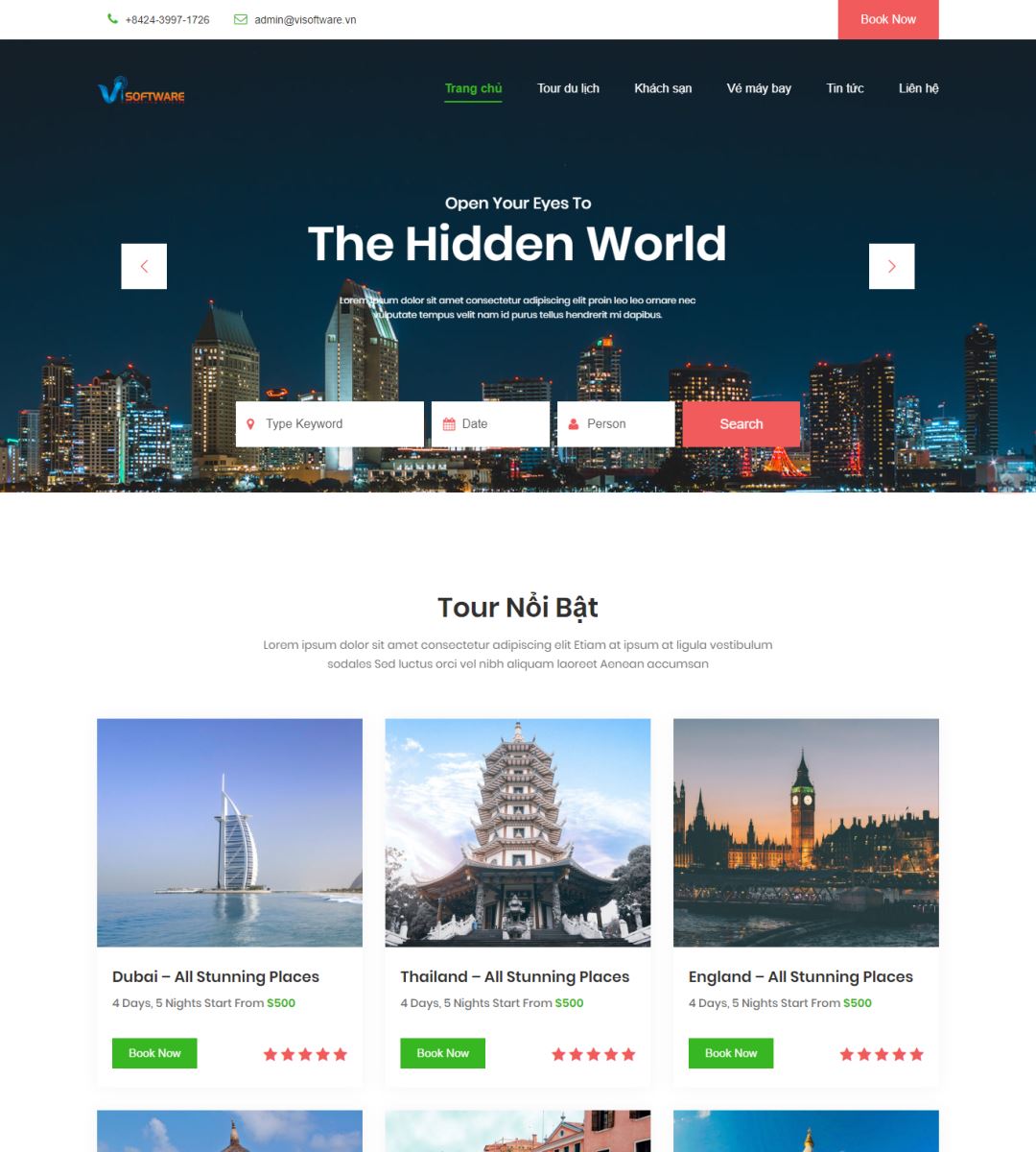 Website du lịch - Mã 009